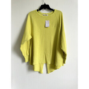 Free People women's Thermal Sweater back split In Lemon Squeeze Yellow Size XS